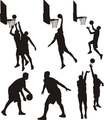 basketball players - silhouette