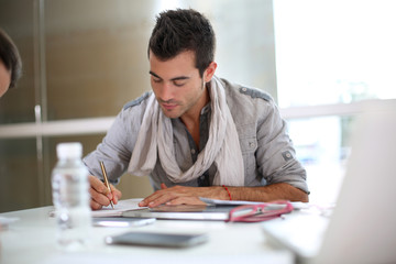 Young man being candidate for business school