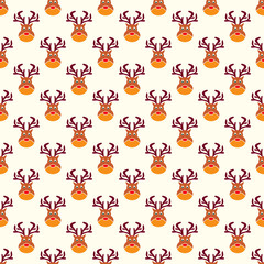 Abstract Christmas deer pattern wallpaper. Vector illustration