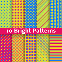 Abstract geometric bright seamless patterns (tiling). Vector