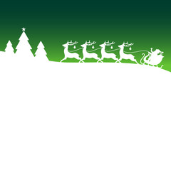 Christmas Sleigh Silent Night Green Xmas Card