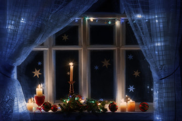 Obraz premium Christmas decoration on window