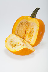 Fresh orange pumpkin isolated on white background