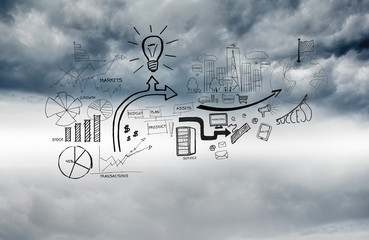 Graphic on sky background