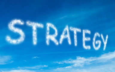 Strategy written in white in sky