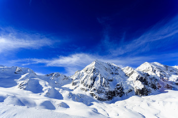 Winter mountains - snow-capped peaks of the Alps
