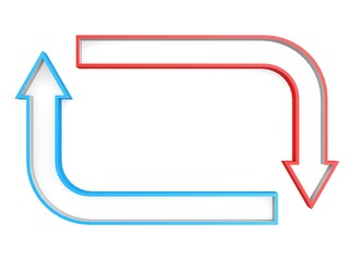 Red blue square arrow