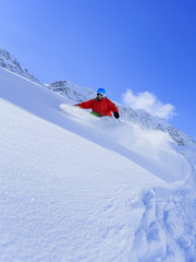 Naklejka na ściany i meble Skiing, Skier, Freeride in fresh powder snow