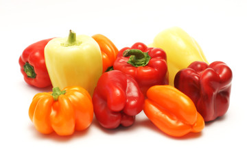 Paprika, vegetables on white background