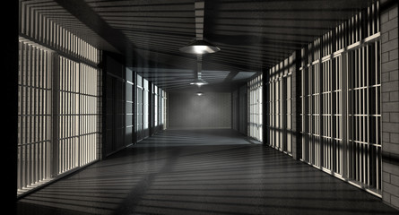 Jail Corridor And Cells