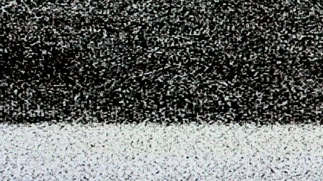 TV screen no signal, static noise and TV static fill the screen