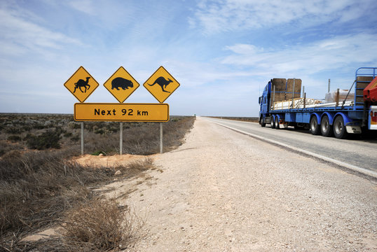 Road train on the Eyre Highway