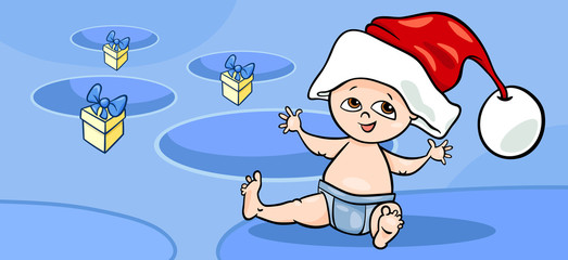 little baby santa greeting card cartoon