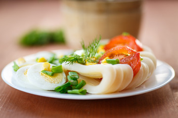 egg salad and squid
