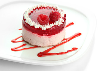 Delicious berry cake isolated on white