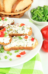 Sandwiches with cottage cheese and greens