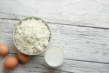 Dairy products and eggs, copy space for text