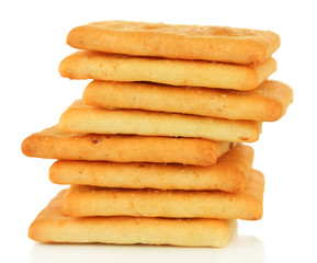 Delicious crackers isolated on white