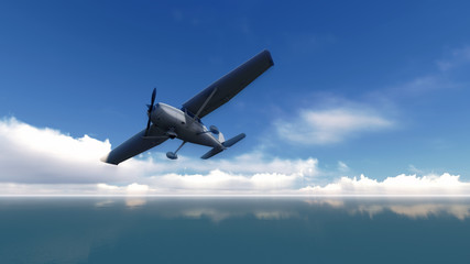 Plane over the ocean.