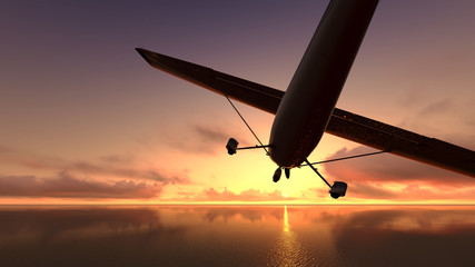 Plane over the ocean.