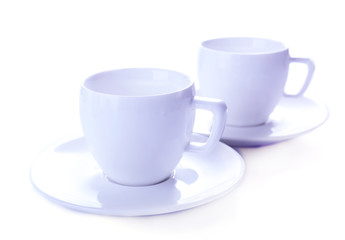 White cups isolated on white