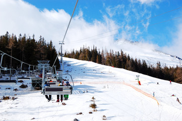 Cableway at Tatranska Lomnica. It is the popular ski resort in H