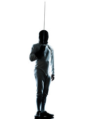 man fencing silhouette saluting