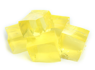 Tasty jelly cubes isolated on white
