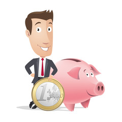 Businessman, manager - finance - piggy bank, money box