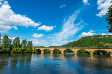 medieval bridge over the dordogne river