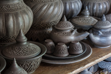 Fototapeta na wymiar Pottery with thai pattern