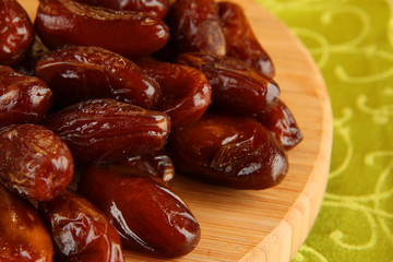 Dried dates on table close up