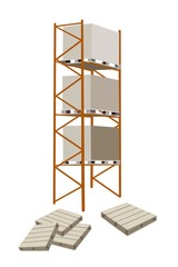 Cargo Shelf With Shipping Box and Pallet