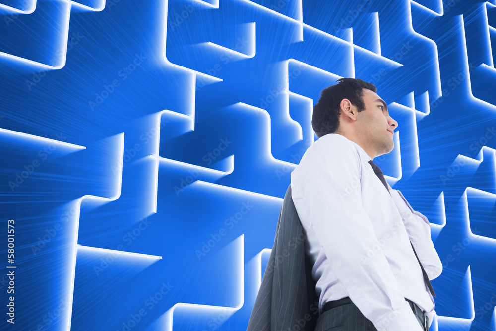 Poster composite image of unsmiling businessman standing