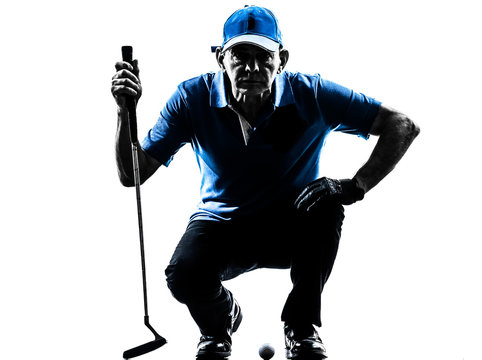 Man Golfer Golfing Crouching Silhouette