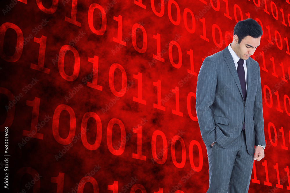 Poster composite image of unsmiling businessman standing