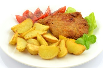 kotlet schabowy i pieczone ziemniaki