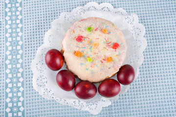 cake candied fruit and sugar powder