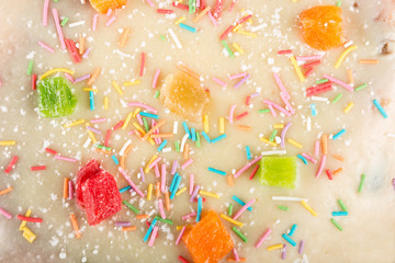 cake candied fruit and sugar powder