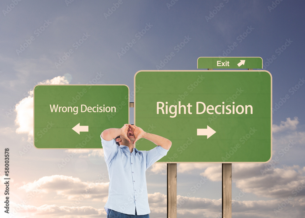 Poster Composite image of shouting casual man standing