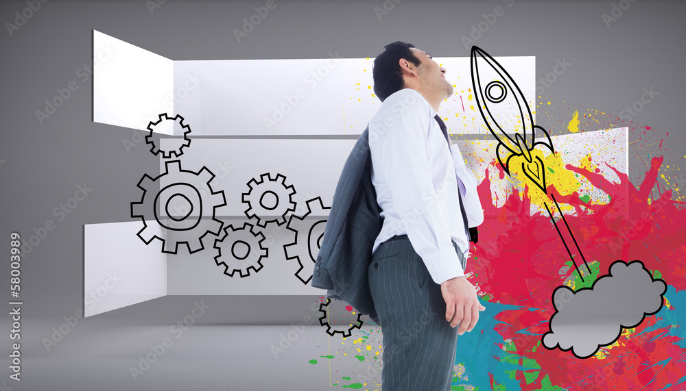 Poster composite image of smiling businessman standing
