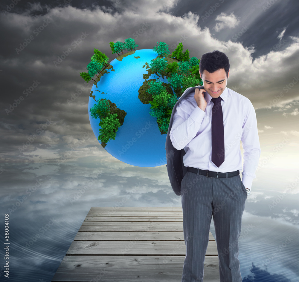 Poster composite image of smiling businessman standing