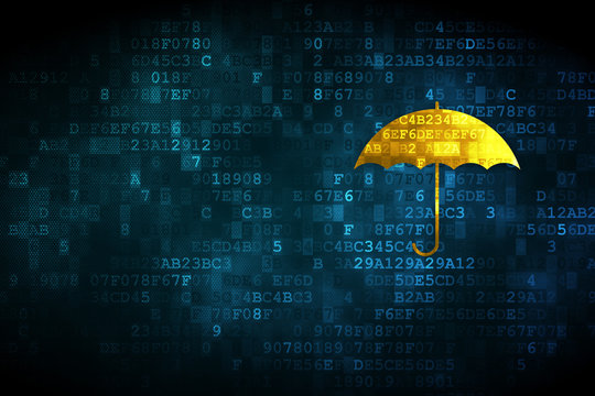 Security concept: Umbrella on digital background