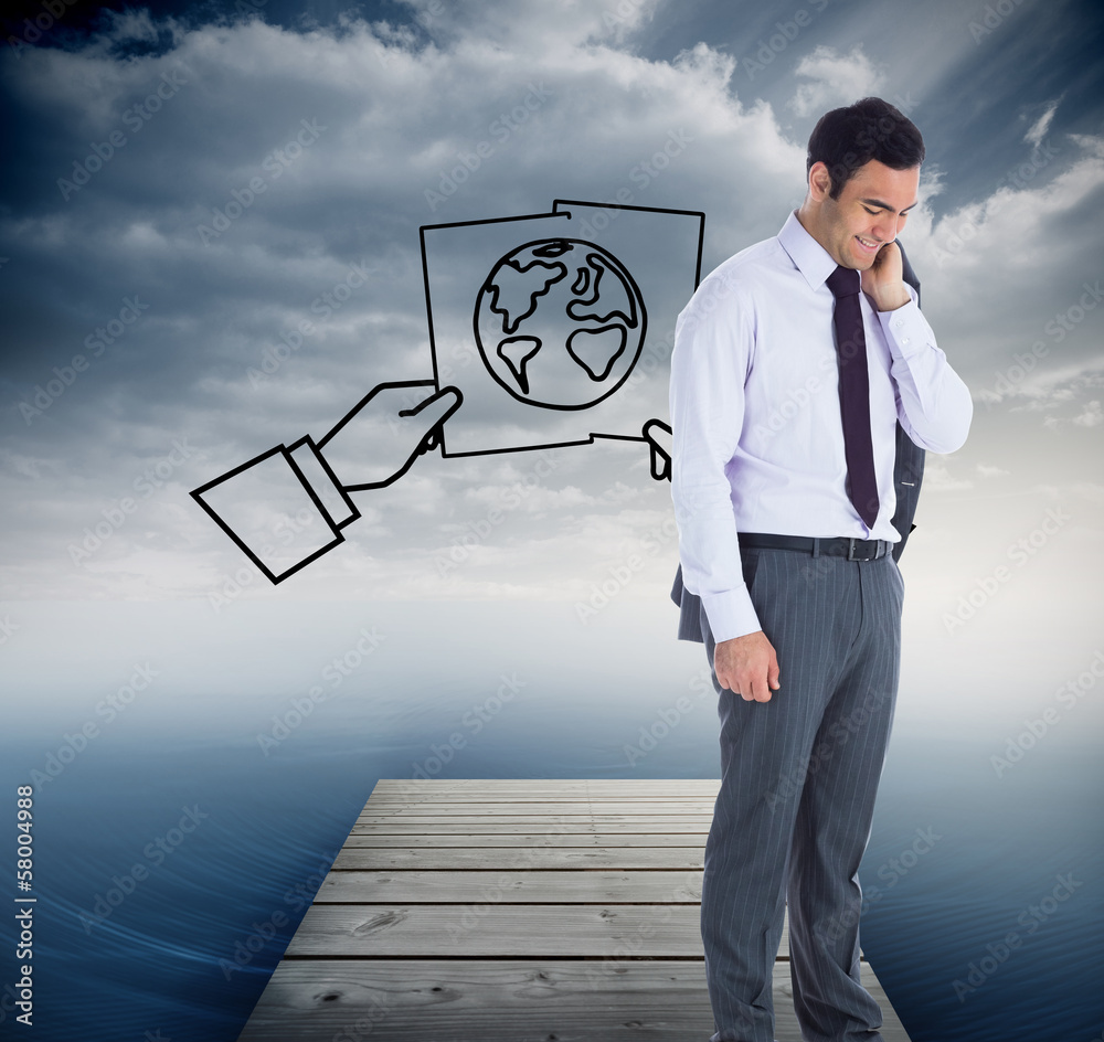 Poster composite image of smiling businessman standing
