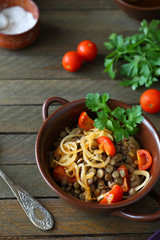 lentils with cherry tomatoes and onions