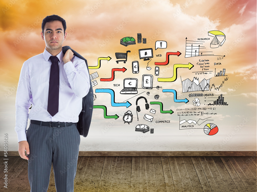 Poster Composite image of unsmiling businessman standing