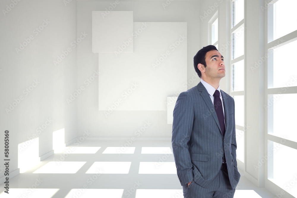 Poster composite image of unsmiling businessman standing