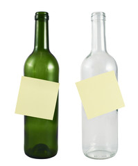 Glass bottle with a sticker