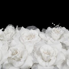 Artificial white roses background