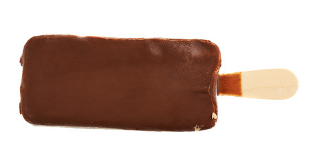 Chocolate-covered vanilla ice cream bar